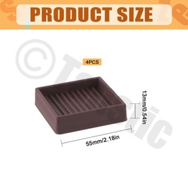 Tanstic 4Pcs Non Slip Furniture Pads, Square Rubber Anti Skid Furniture Grippers Furniture Legs Furniture Feet for Keep Couch Stoppers (Brown, 2 x 2 Inch)
