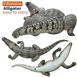 HOHQB Inflatable Alligator Pool Toys Realistic Blow up Alligator Deco Animal Reptile Party Decoration Props and Gator Pool Floats Kids Jungle Party Decorations