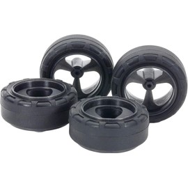 Tamiya Mini 4WD Upgrade Parts Series No.541 Low Friction Small Diameter Narrow Tire (0.9 inches (24 mm) & Carbon Reinforced Wheel (3 Spokes) 15541 (Mini 4WD)