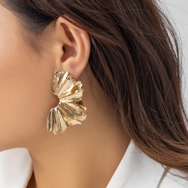 Chunky Gold Earrings for Women Gold Nugget Earrings Gold Geometric Statement Earring Vintage Earrings Summer Beach Party Birthday Gifts for Women