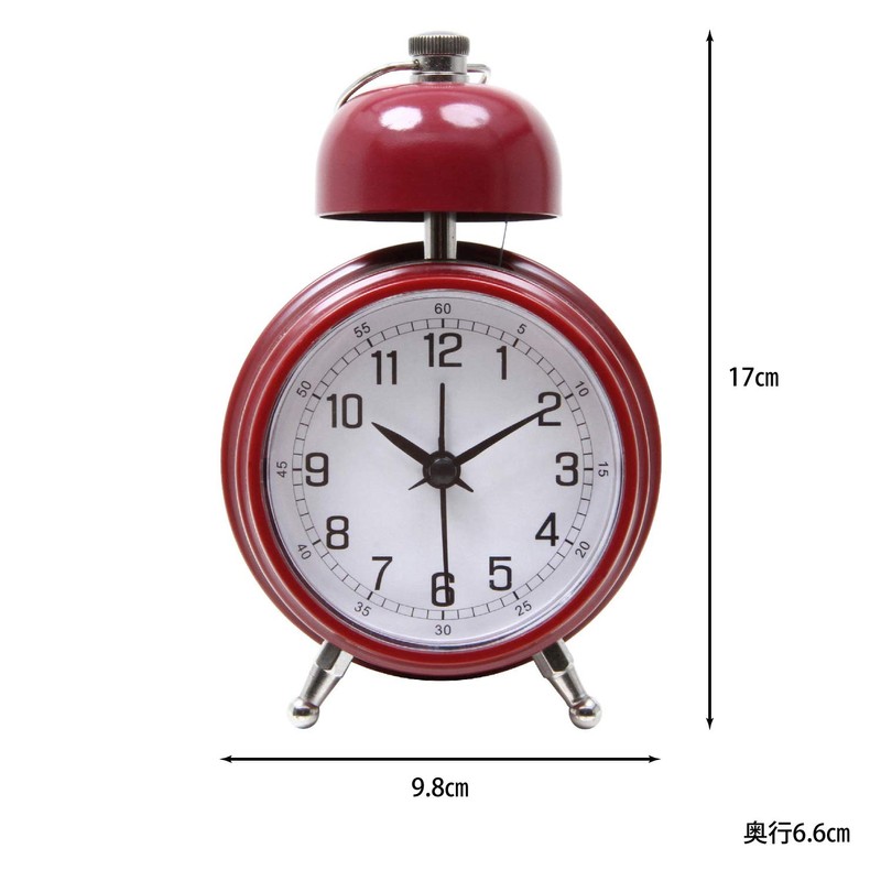 Fujiboeki 99088 Table Clock, Red, Width 3.9 inches (9.8 cm),