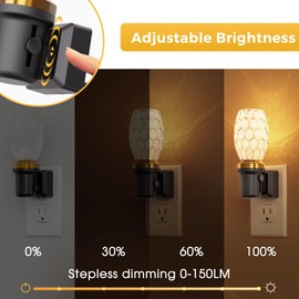L LOHAS Night Light, LED Night Lights Plug into Wall, Dimmable Night Light with Auto Light Sensor, 3000K Warm White 0-100LM, Adjustable Brightness Nightlight, Bathroom Night Light Hallway Bedroom