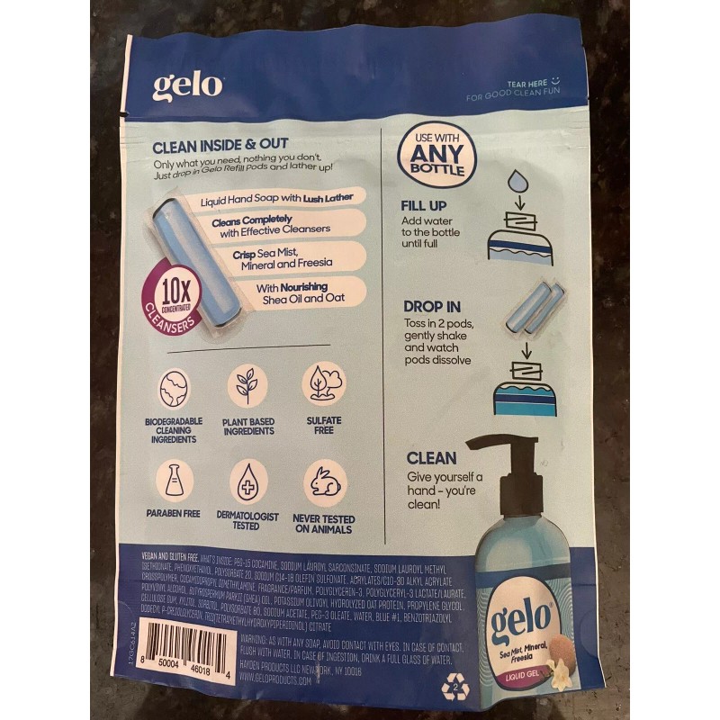 Gelo Foaming Hand Soap Refill Pods Sea Mist, Mineral &