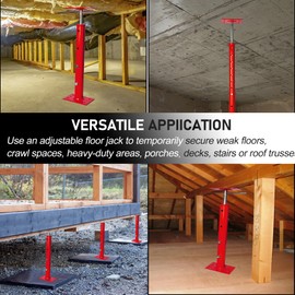 House Jacks for Leveling, Adjustable Jack Post 19" -38" Basement Floor Jack, Screw Floor Jack Post Supports Stabilizer Jacks for House Foundation, Stairs, Porches, Roof Beams
