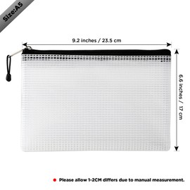 10 Pack Dokumententasche A5, Ipow Reißverschlussbeutel Mesh Zipper Taschen Beutel Set für Datei, Papier, Dokumenten, Kosmetika und Reiseutensilien