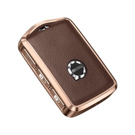 ontto Leather Key Fob Cover with Keychain Stylish Key Case Full Protection Fit for Volvo XC90 S90 XC60 2018 2019 Brown
