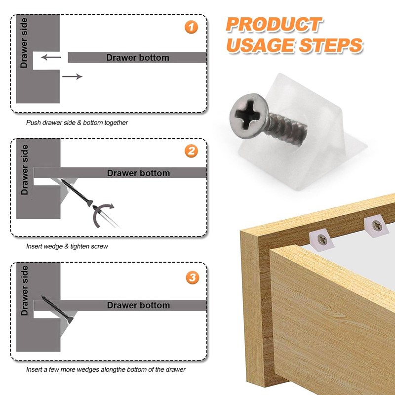 100pcs Drawer Support Kit - Sagging Repair Wedges & Screws