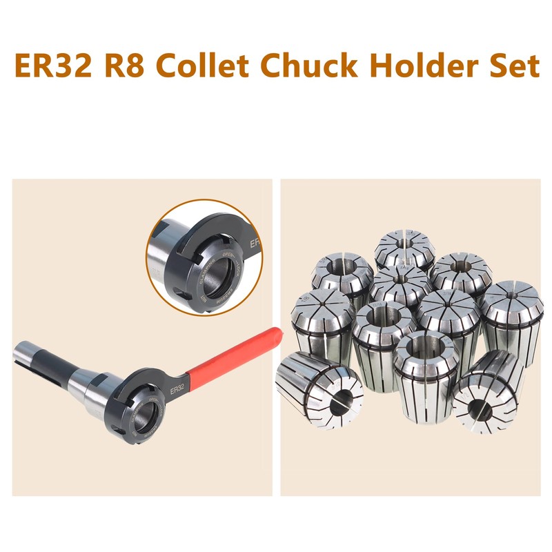 kimllier ER32 R8 Collet Chuck Holder Set with 11Pcs ER32