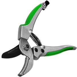 GRÜNTEK Anvil Secateurs TOUCANS 195mm, NEW VERSION with metal Anvil, Pruner with blade made of Japanese SK5 steel, Garden pruning shears with Alu soft-touch Grips
