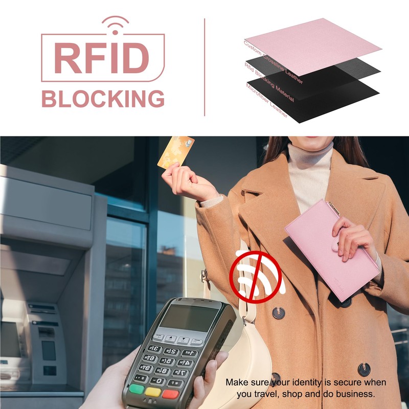 Travelambo RFID Wallet Women Large Size Bifold Multi Card Wallet
