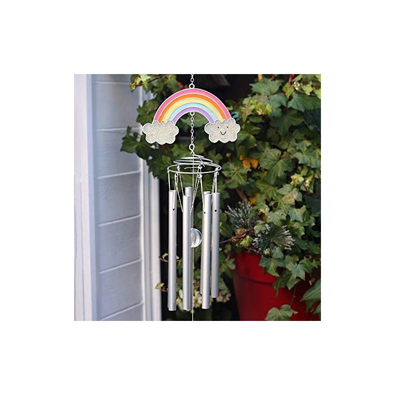 Jones Home and Gift UO_48327 Rainbow Windchime | 1pc, Silver