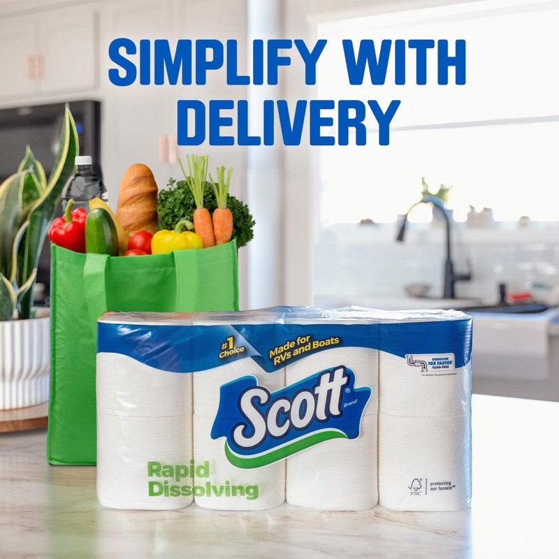 Scott Rapid-Dissolving Toilet Paper, 48 Double Rolls (6 Packs of