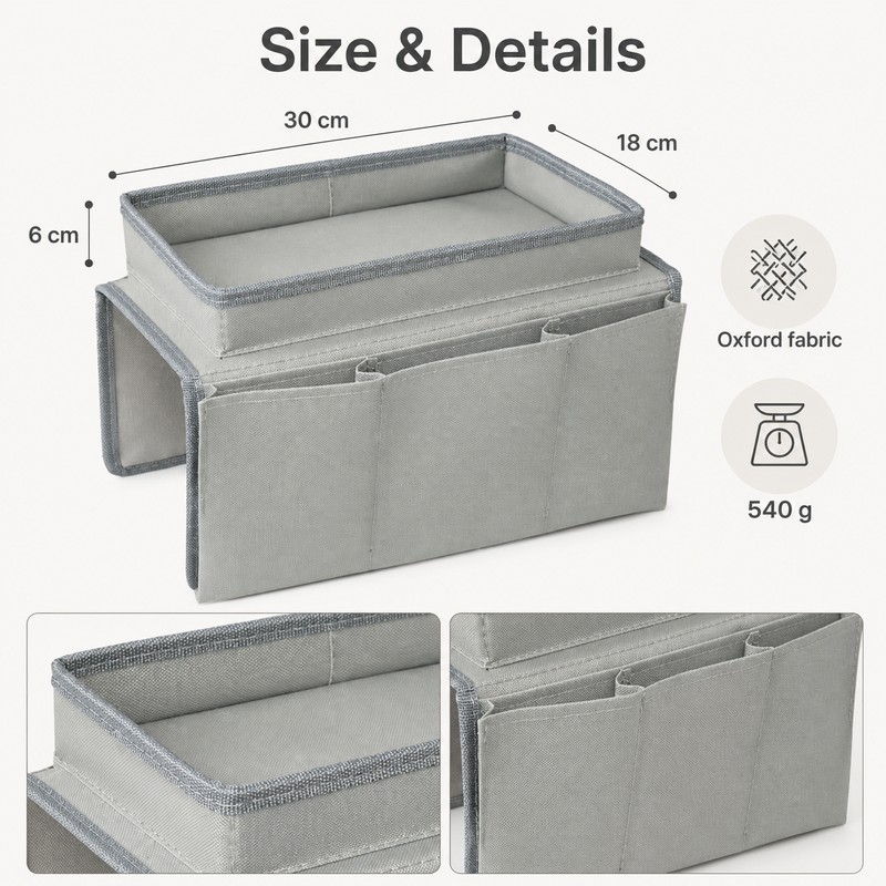 Sofa Armrest Organizer for Remote & Magazine Storage – 5-Pocket