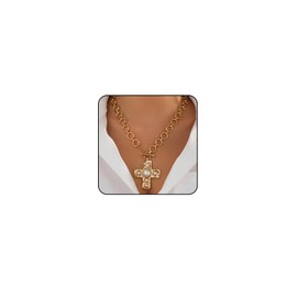 ONBRIG Chunky Gold Necklace Trendy Big Cross Necklace for Women Gold Statement Large Corss Pendant Necklace Chunky Jewelry