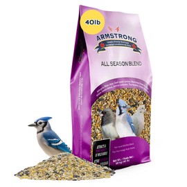 Armstrong Wild Bird Food All Season Bird Seed Blend, 40 Pounds - with Cut Corn, Wheat, White & Red Millet, Black Oil Sunflower Seeds for Blue Jays, Dark-Eyed Juncos and Mourning Doves
