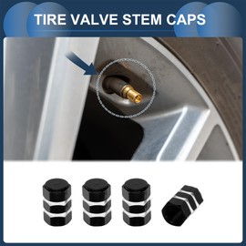 INFINAUTO Tire Valve Stem Caps 7x17mm for Car Truck Motorbike Bicycle Tyre Valve Dust Covers Aluminum Alloy Black Decorative