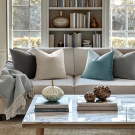 MIULEE Pack of 2 Velvet Soft Solid Decorative Square Throw Pillow Covers Set Cushion Case for Sofa Bedroom Car 16 x 16 Inch 40 x 40 cm Light Blue