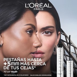 L'Oréal Paris Extensionist Máscara de Pestañas Lavable, Efecto Alargamiento, Definición y Rizado, Para Pestañas Hasta 5mm Más Cerca de Tus Cejas, Dura