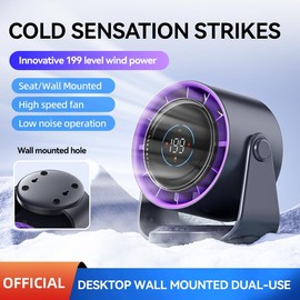 TZXVBW High Speed Desktop Fan with Digital Display, Wall/Seat Mounted, Spiral (black)