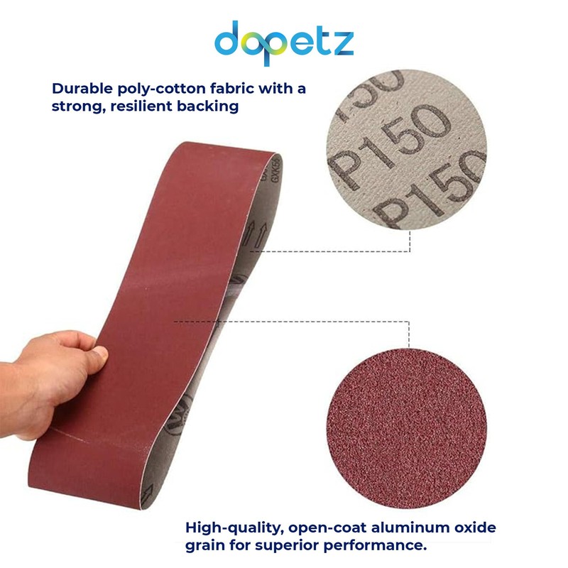 Dapetz ® Sanding Belts 65mm x 410mm, 40 Grit Abrasive
