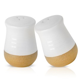Salt and Pepper Shakers,Set of 2 Ceramic Patchwork White Salt Shakers for BBQ,Pink Himalayan and Kosher,Cute Pepper Shakers For Farmhouse Kitchen Decor and Accessories