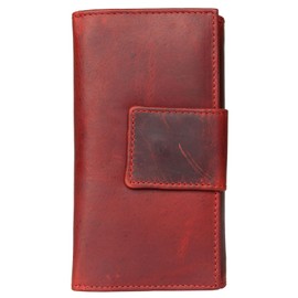 FLW Classic spacious full leather wallet Pedro made from robust dark red leather, darkred, Classic