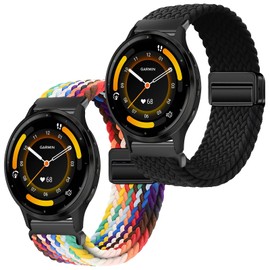 Gittos Magnetic Elastic Braided Bracelet 22 mm for Garmin Forerunner 265/255/Vívoactive 4/Venu 3/2 Breathable QuickRelease Watch Strap for Men and Women, Cotton