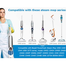 4 Pack Steam Mop Pads Fits Bissell PowerFresh 1940 1806 1440 1544 2075 Series; Model 19402, 19404, 19408, 1940A, 1940Q, 1940T, 1940W, Part# 5938#203-2633