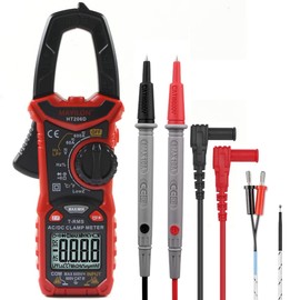 HT206D Current Clamp, True RMS Clamp Multimeter with Temperature and Low Ohm Voltage Measurement, NCV, LPF, AC/DC Voltage and Current Testing, Frequency, Resistance, Capacitance, Diodes, Continuity