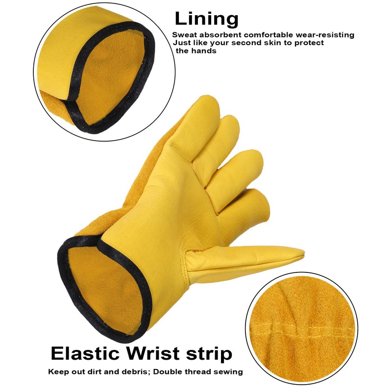 SAWANS Leather Working Gloves Work Gardening Gloves Thorn Proof Garden
