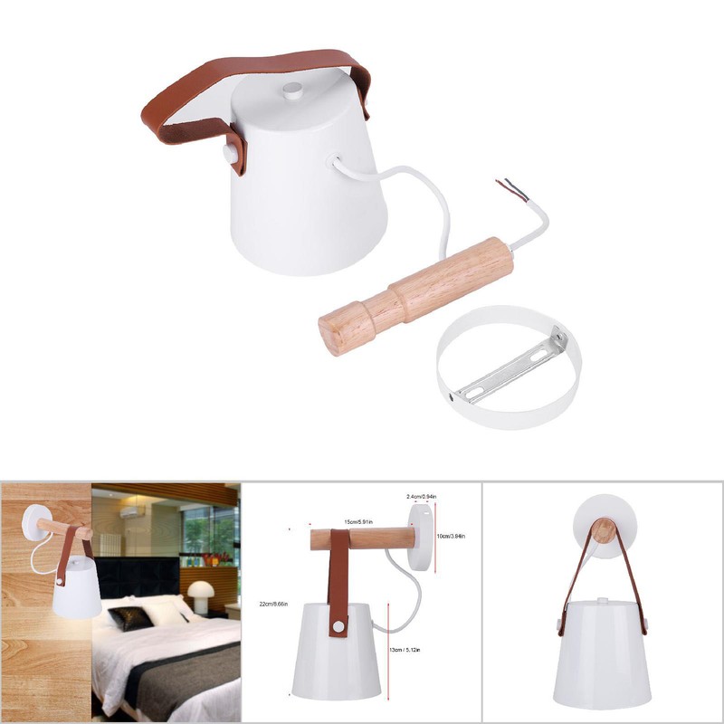 Modern Wooden Iron Bedroom Wall Mount Lamp Porch Corridor Study