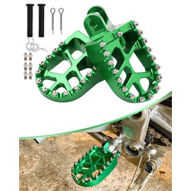 JFG RACING Motorcycle Foot Pegs Pedals Footrests For KLX250/250R/300/300R/250S/650, KLR650, XR650L And More Dirt Bikes, GREEN
