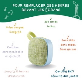 MAIASAURA | Maïa Plus | Spieluhr und Geschichten mit 200 Titeln | Die Geschichtenerzählerin für Kinder von 0 bis 8 Jahren | Finden Sie Schlaflieder und Fabeln | 10 Stunden Hörzeit (Grün Blau)