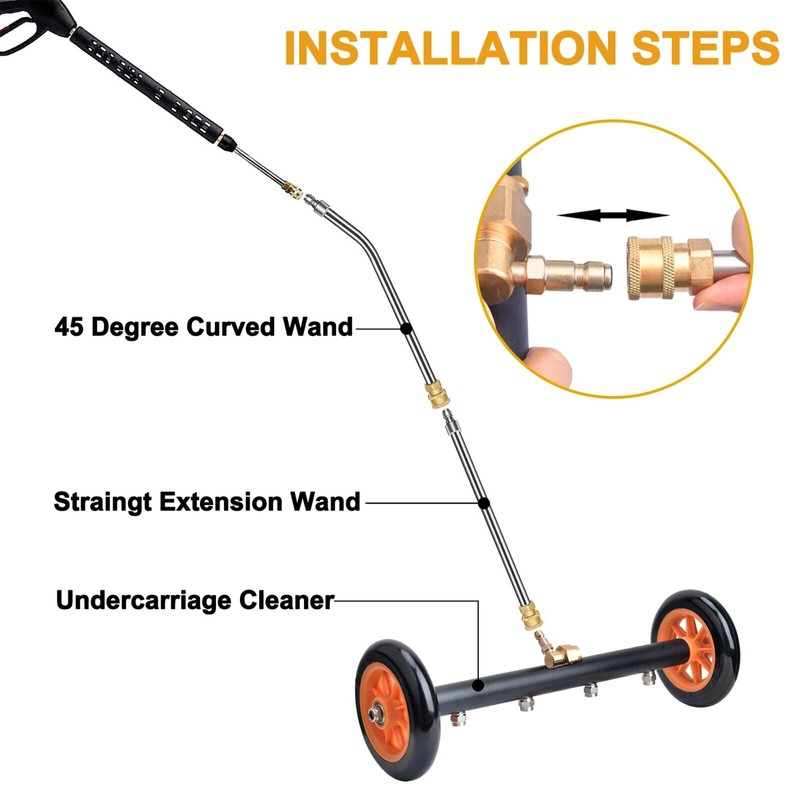 EVEAGE 2-in-1 Undercarriage Pressure Washer Water Broom, 16" Under Car