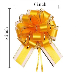10pcs 6 Inch Large Big Pull Bow with Gold Edge, Car Gift Wrapping Bows Ribbon for Gift Wrapping, Wedding Cars, Baskets,Christmas Wrapping, Party Decorations (Mixed Color)