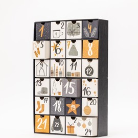 Fill Your Own Advent Calendar 24 Days Reusable 1-24 Empty Drawers for Christmas Countdown (Navy)