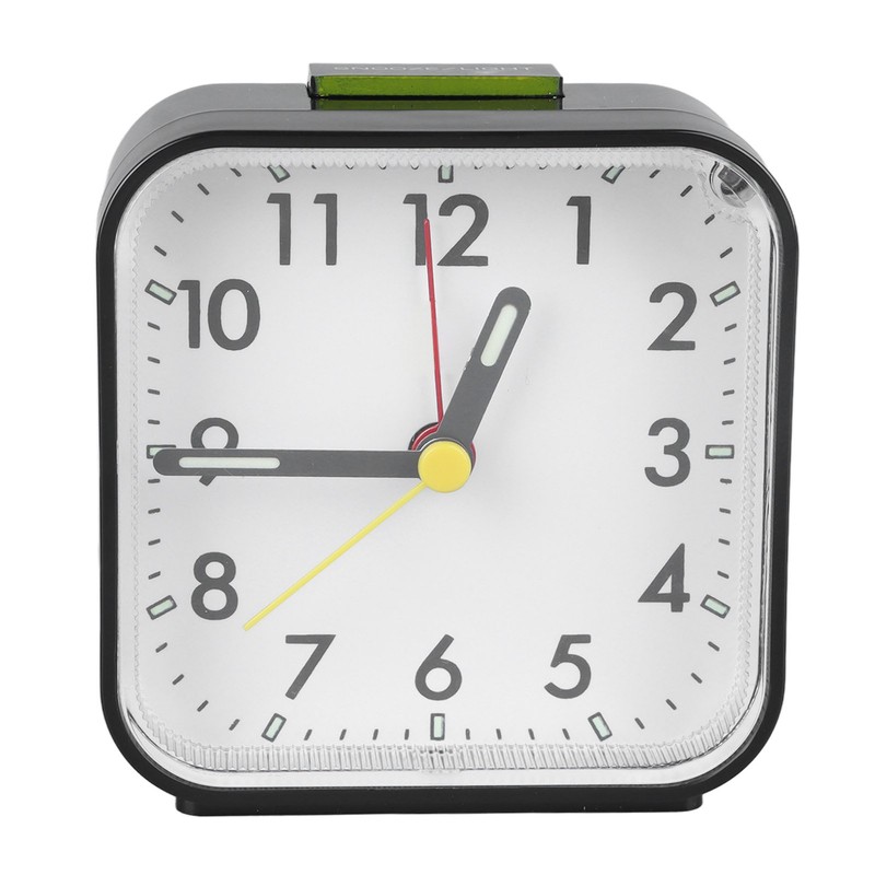 Small Clock Black Alarm Silent Minimalistic Design Snooze with Backlight