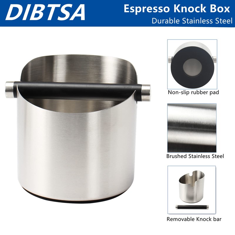 DIBTSA Coffee Knock Box, Espresso Knock Box Stainless Steel Espresso
