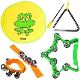 keepdrum Percussion Set Including Kids Tambourine Triangle Bell Bracelet Music Toy