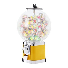 Freestanding Vending Machine Lockable Large Capacity Candy Gumball Dispenser Machine Classic Gumball Bank Commercial Vending Machine Gumball Machines for Kids Child Birthday Christmas Party (Yellow)