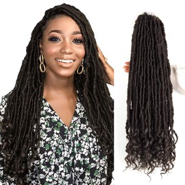 Niseyo Wild Locs 24 Inch Distressed New Faux Locs with Curly Ends 8 Packs Long Soft Pre-looped Goddess Locs Crochet Hair (4#, Brown)