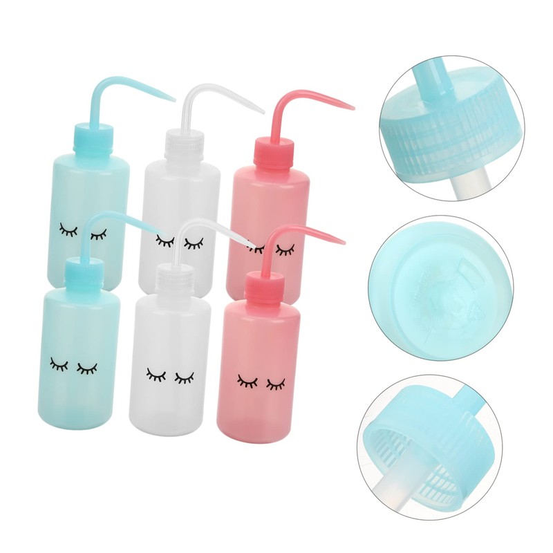 WOONEKY 6Pcs Squeeze Wash Bottle Eyelash Wash Bottle for Tattooing