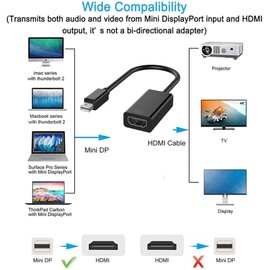 Multibao 4K Mini Display Port DP to HDMI Female Converter Adapter Connector Cable 4K*2K compatible with MacBook Pro Air Monitor Projector TV