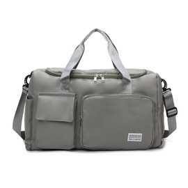 FANDARE Travel Bag Sport Duffel Bag Gym Tote Bag Large Capacity Overnight Handbag Ultra-Light Waterproof Shoulder Crossbody Bag for Sport Weekender Gym Hospital Vacation for Men Women Light Gray