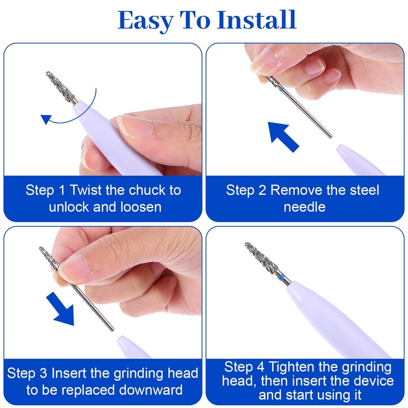 TIESOME 2Pcs 3/32" Nail Drill Bits Set, Professional Tungsten Nail