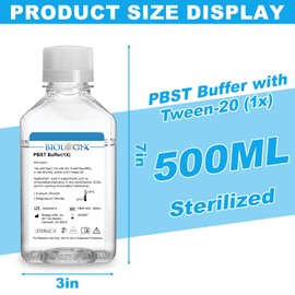 CryoKing Lab PBST Buffer, 500ml Phosphate Buffered Saline with Tween-20 (1×), 0.1um Filtration Sterilized, 7.4 pH, 1×Concentrate, 500ml/Bottle