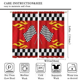 XBDDZSW - Cortinas de coche de carreras para niños, diseño de bandera de coche de carreras, diseño de bandera a cuadros, para niños, recámara, sala de estar, cortinas de 42 x 45 pulgadas