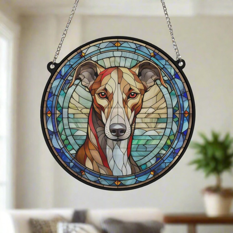 Image Industry Greyhound Stained Glass Effect Suncatcher - Garden Gift
