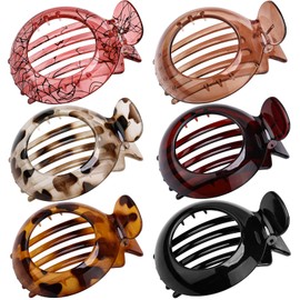 3.7in Large Flat Hair Clips for Women, 6 Pcs Flat Claw Clips Non-slip Round Hair Claw for Thick Thin Hair