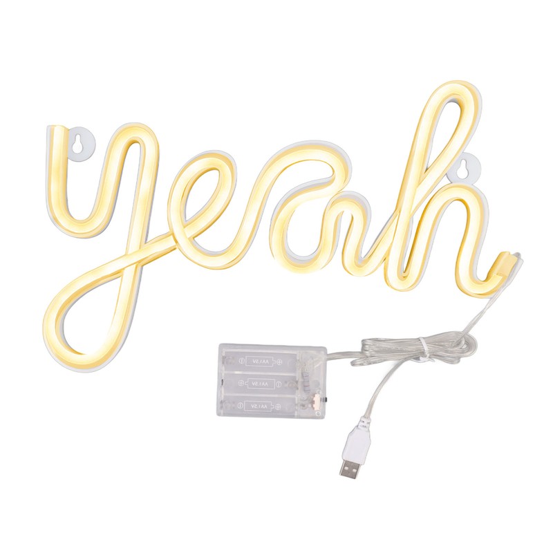 LED Neon Sign Yeah Shape Wall Decor Neon Night Light